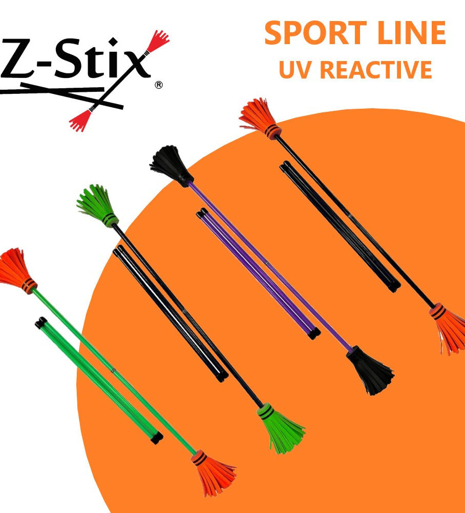 Z-Stix Juggling Flower Sticks-Devil Stick and 2 Hand Sticks, High Quality, Beginner Friendly - UV Reactive Sport Line