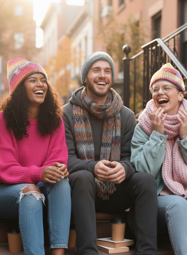 Mougee Cozy Winter Knit Caps - In Cheerful Color Combinations