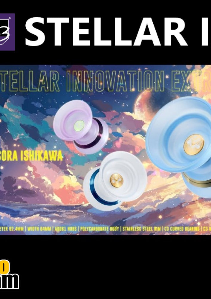 C3yoyodesign Stellar IX Yo-Yo - Polycarbonate with Stainless Steel Ring - Sora Ishikawa Signature YoYo
