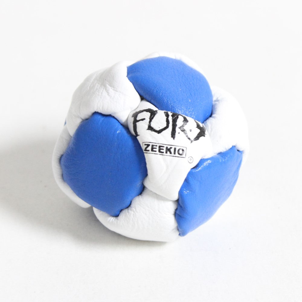 Zeekio Fury Blue and White genuine leather sand-filled footbag