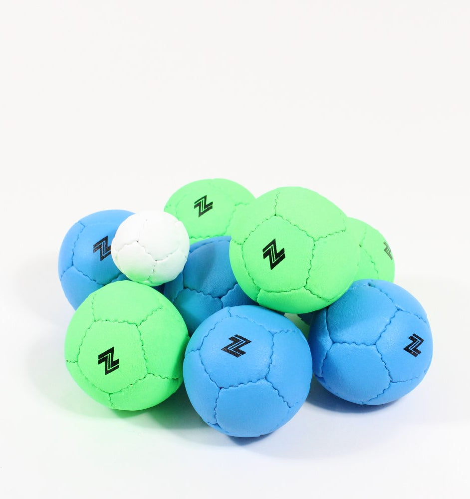 Zeekio Travel Bocce Set - Weather Resistant - Indoor Outdoor- Comes With Nylon and Mesh Adjustable Drawstring Carry Bag! —