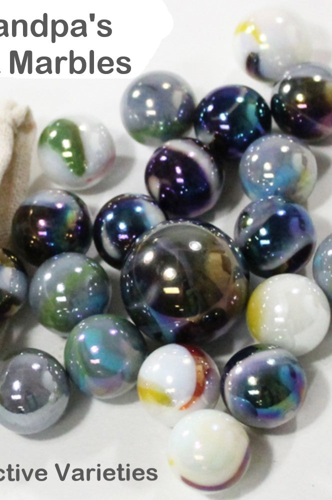Grandpa's Lost Marbles - Mega Player Marbles - 24 (16mm) Player Marbles & 1 (1'') Shooter with Pouch! - YoYoSam