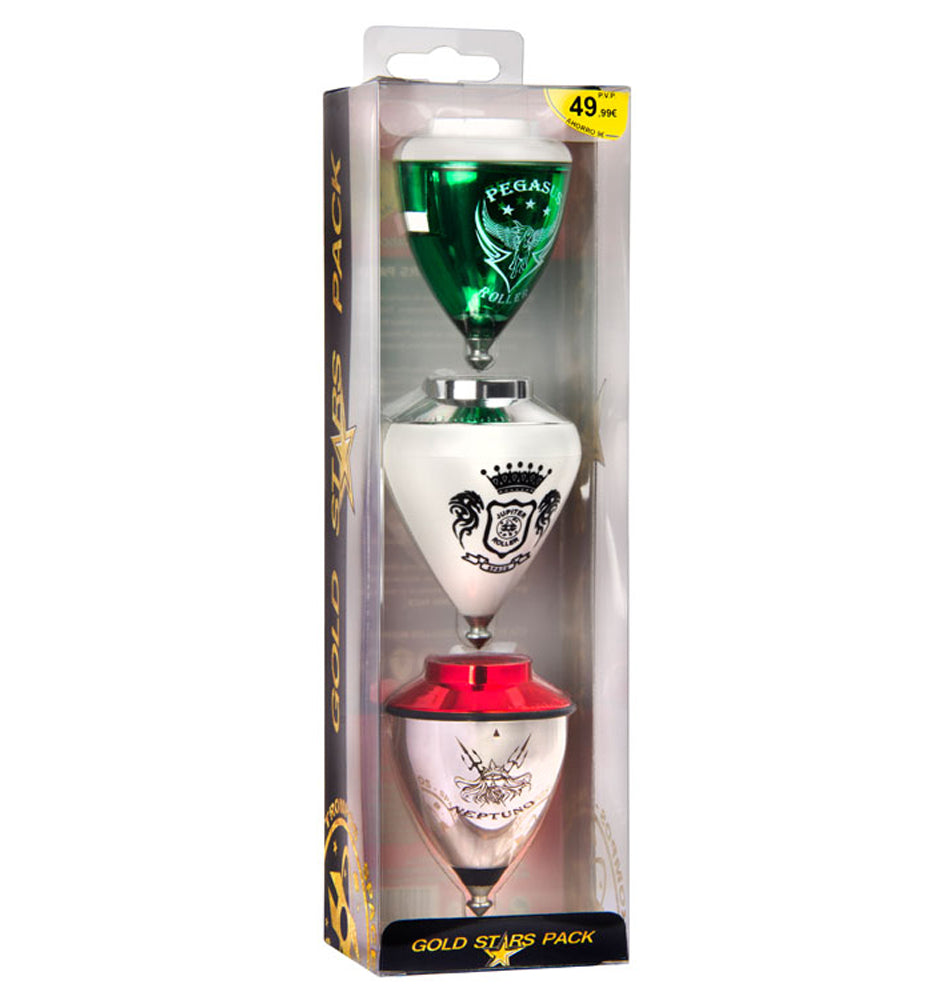 Trompos Space - Gold Star Spin Top Gift Pack - 3 Bearing Tops (colors Vary) - YoYoSam