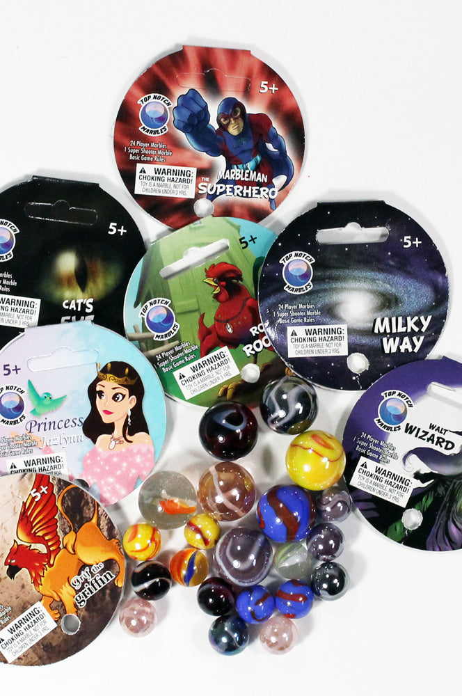 Mega Themed Marbles by Glasfirma - 24 Player Marbles (9/16'') - 1 Shooter (7/8'') - YoYoSam