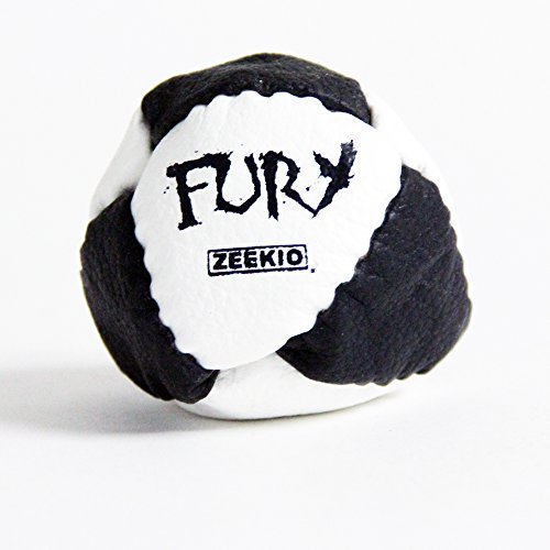 The Fury Footbag - 8 Panel - Hand Stitched Black and White Leather Grain -Sand Fillby Zeekio - YoYoSam
