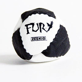 The Fury Footbag - 8 Panel - Hand Stitched  Black and White Leather Grain -Sand Fillby Zeekio - YoYoSam