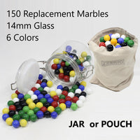 Mega Marble Replacement Game Marbles - 150 Pieces - 6 Colors of 14mm Glass Marbles