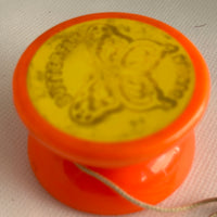 Vintage Duncan Butterfly Yo-Yo - Early 70s fair Condition - Made in USA-Orange with Yellow Caps