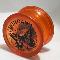 Vintage Duncan Butterfly Yo-Yo - Late 90s Transluscent Red with Black imprint Very Good Condition