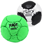 Zeekio Rage Neon Green and Fury Black and White leather footbag 2-pack