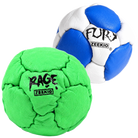 Zeekio Rage Neon Green and Fury Blue and White leather footbag 2-pack