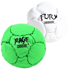 Zeekio Rage Neon Green and Fury White leather footbag 2-pack