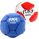 Zeekio Rage Blue and Fury Red and White leather footbag 2-pack