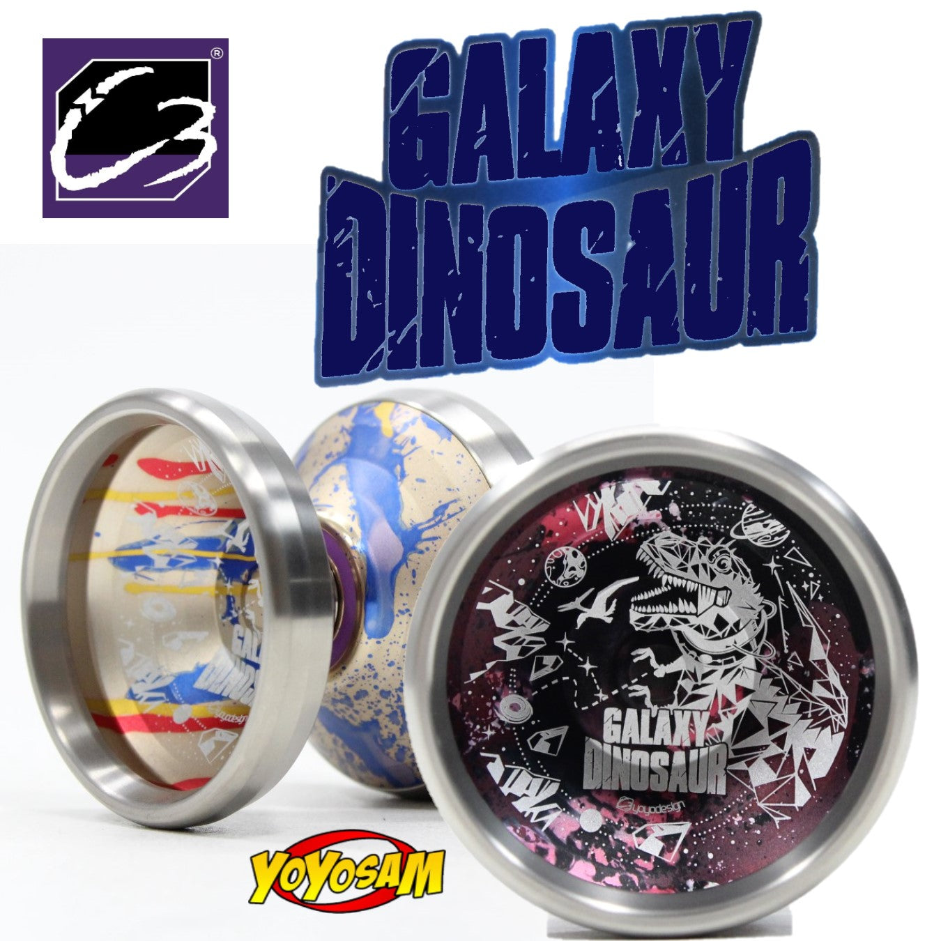 C3yoyodesign Galaxy Dinosaur Yo-Yo - Titanium Ring Bi-Metal