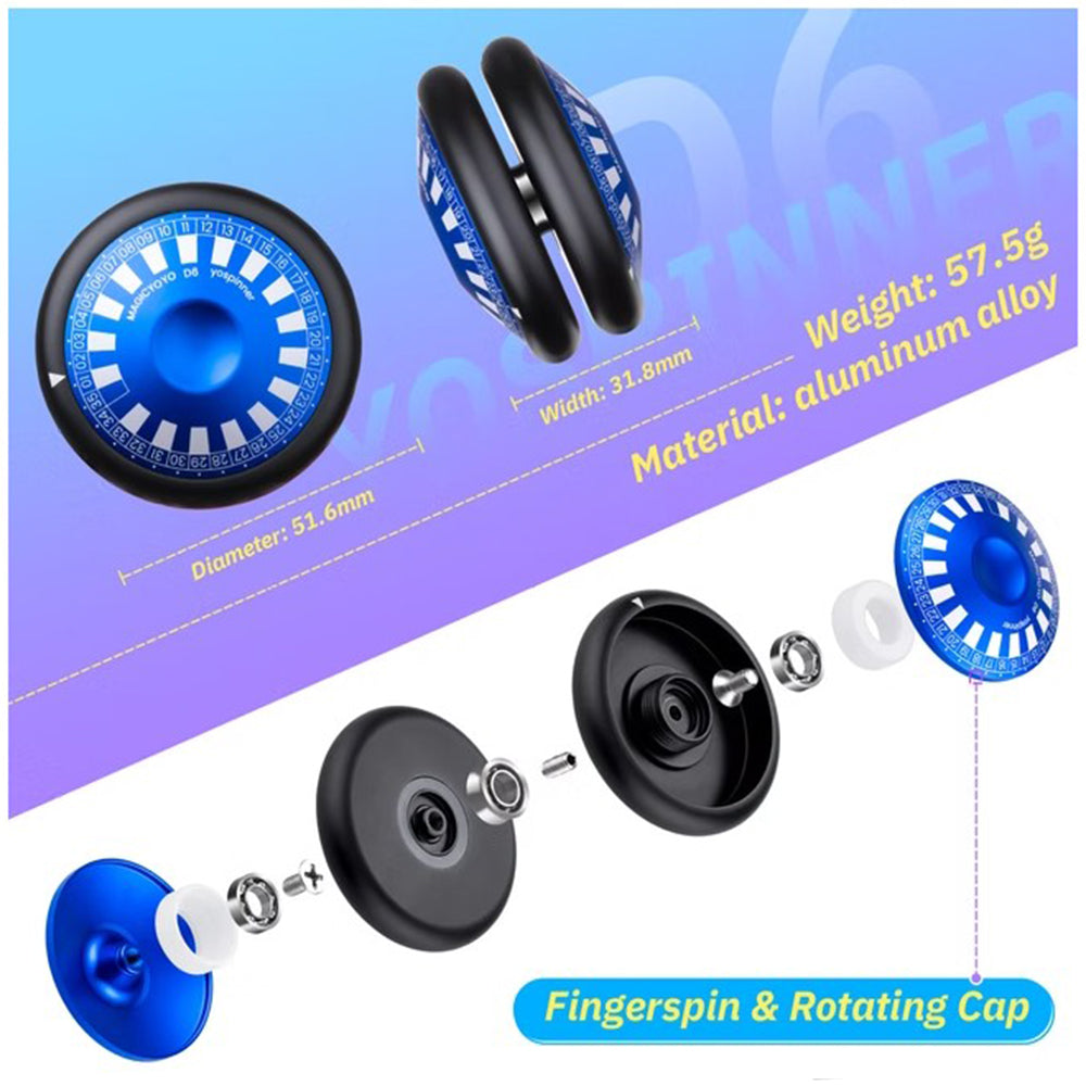 MAGICYOYO D6 YOSPINNER Yo-Yo - Multi-Functional Toy - Aluminum 2A