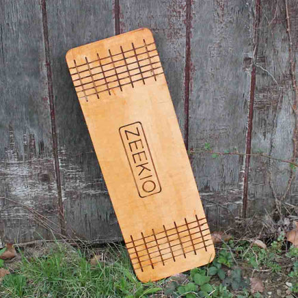 Zeekio Matrix Rolla Bolla Balance Board - Stained Wood with Etched Grid - 29" Juggling Prop with Roller - YoYoSam