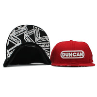 Duncan Yo-Yo Logo Fitted Baseball Cap - New Era Hat with Duncan Logo on Front and Underside of Brim - YoYoSam