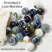 Grandpa's Lost Marbles - Mega Player Marbles - 24 (16mm) Player Marbles & 1 (1'') Shooter with Pouch! - YoYoSam