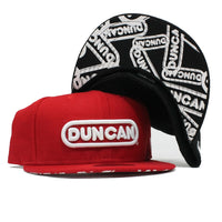 Duncan Yo-Yo Logo Fitted Baseball Cap - New Era Hat with Duncan Logo on Front and Underside of Brim - YoYoSam