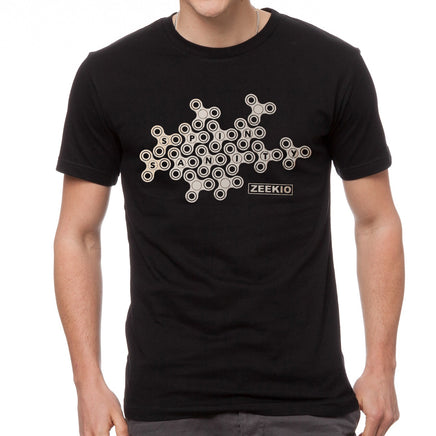 Zeekio Spinsanity Tee Shirt - Black with White Fidget Spinners Graphic T-Shirt - YoYoSam