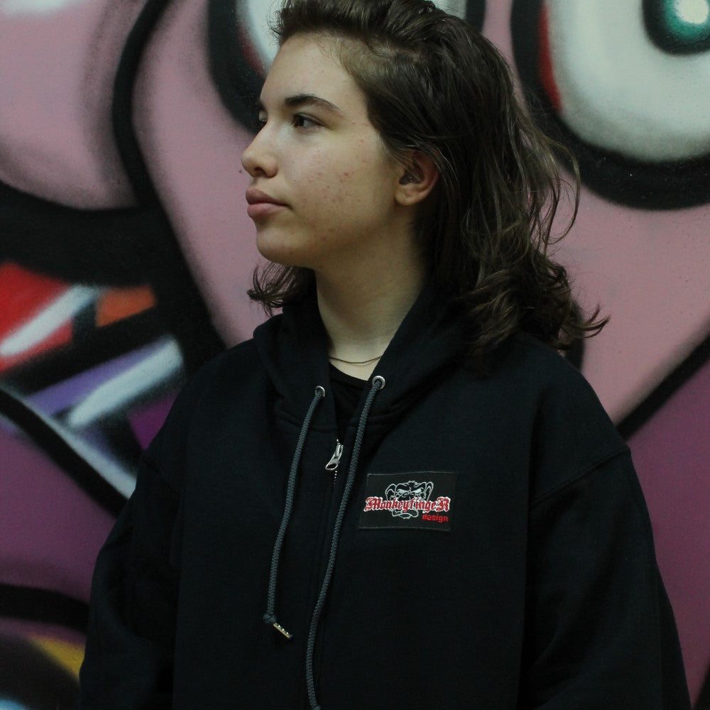 MonkeyfingeR Yo-Yo Design Black Hoodie - Zipper Official Cranky Logo Sweatshirt Jacket Hoody - YoYoSam