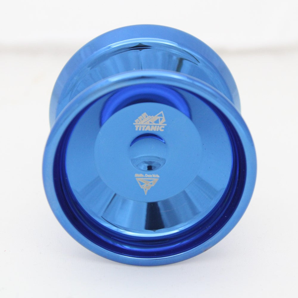 iYoYo TiTANiC Yo-Yo - Polished Titanium - Includes Custom Metal Box YoYo - Blue